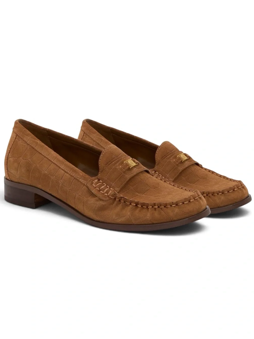 New in Box - Vince Camuto Colin Loafers Suede Embossed Camel Aligator